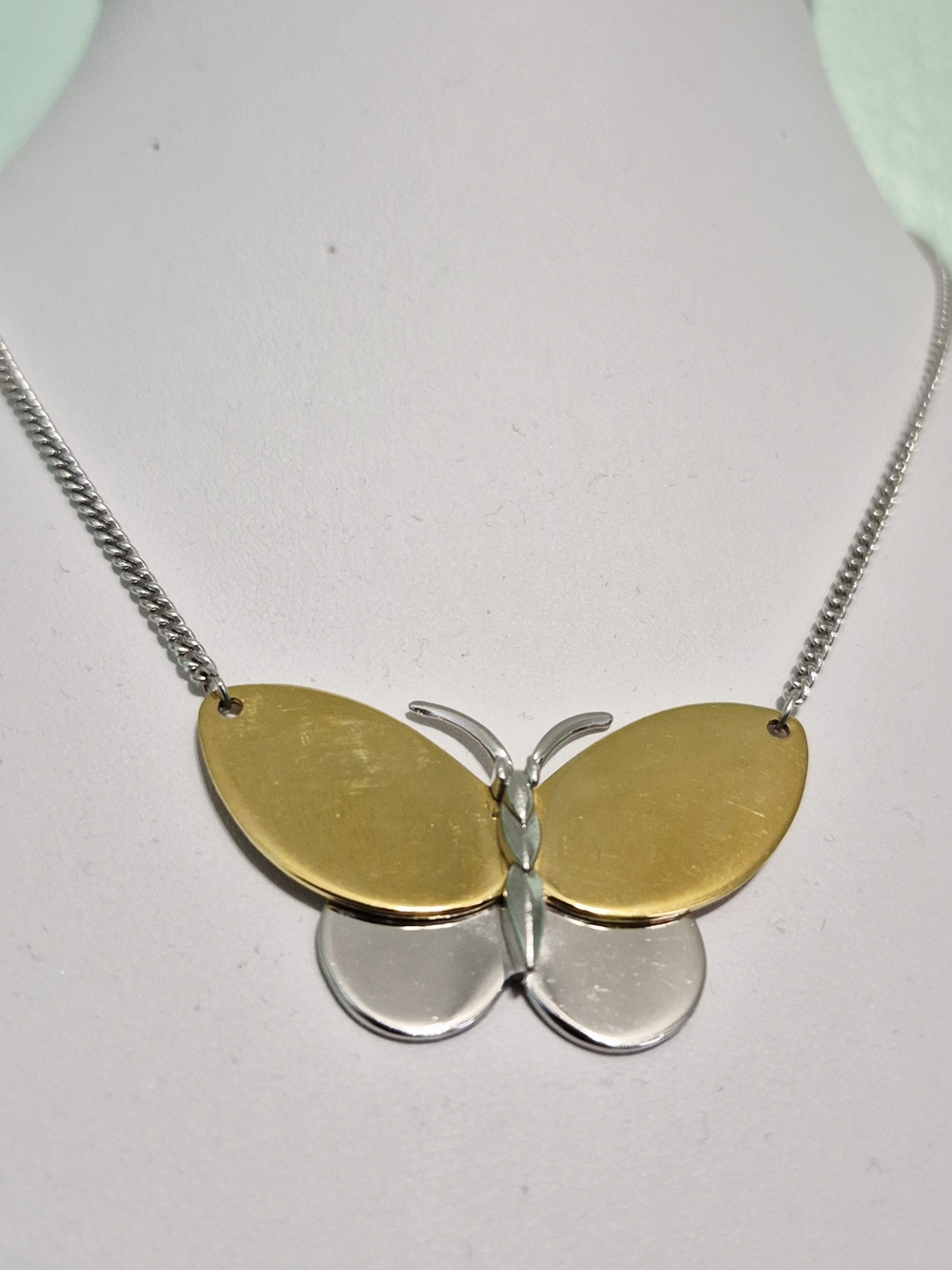 Choker Two-Tone Butterfly Necklace - Gold and Silver Accent